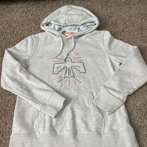 Hooey Light Gray Embroidered Hoodie with Patterned Hood